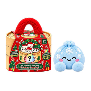 Christmas Mystery Dumpling Plush Toy, Cute Collectible Surprise Blind Box Plush with Steamer Gift Box, Holiday Stuffer Gift for Kids & Plush Lovers