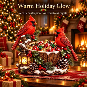 Light Up Christmas Candy Bowl Resin Figurine, Hollow Storage Bowl Holiday Tabletop Decor & Gift