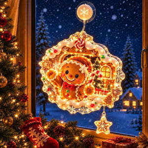 Christmas Window Hanging Lights, Premium Acrylic LED Suction Cup Decor Light, Festive Ornament for Holiday Home Decor & Christmas Gift