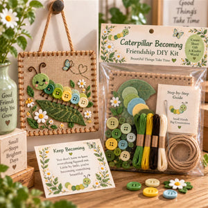 Assorted Designs Felt Button DIY Sewing Kit, Friendship Hand-Stitched Wall Hanging Ornament, Multiple Patterns Beginner Craft Gift