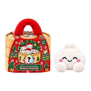 Christmas Mystery Dumpling Plush Toy, Cute Collectible Surprise Blind Box Plush with Steamer Gift Box, Holiday Stuffer Gift for Kids & Plush Lovers