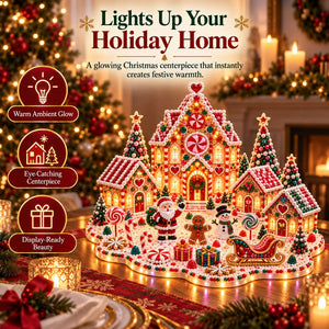 3D Lighted Christmas Village Diamond Art Kit, All-in-One DIY Diamond Art Craft Set for Holiday Table Mantel Decor & Christmas Gift