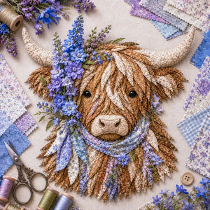 Highland Cow Fabric Art DIY Kit | Make Your Own Ready-to-Display Farmhouse Handmade Keepsake