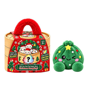 Christmas Mystery Dumpling Plush Toy, Cute Collectible Surprise Blind Box Plush with Steamer Gift Box, Holiday Stuffer Gift for Kids & Plush Lovers