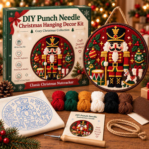DIY Punch Needle Kit, Christmas Wreath Hanging Ornament, Beginner Friendly Handmade Wall Decor Gift