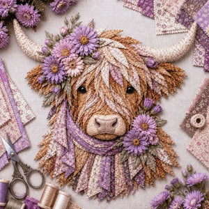 Highland Cow Fabric Art DIY Kit | Make Your Own Ready-to-Display Farmhouse Handmade Keepsake