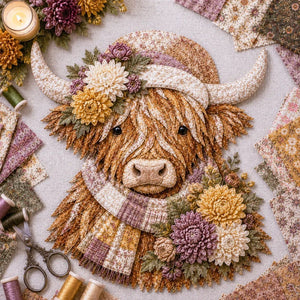 Highland Cow Fabric Art DIY Kit | Make Your Own Ready-to-Display Farmhouse Handmade Keepsake