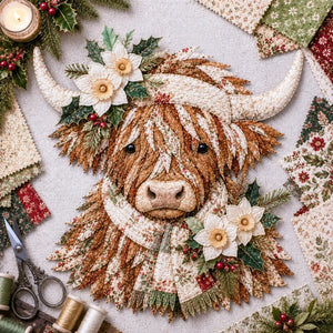 Highland Cow Fabric Art DIY Kit | Make Your Own Ready-to-Display Farmhouse Handmade Keepsake
