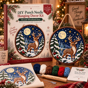 DIY Punch Needle Kit, Christmas Wreath Hanging Ornament, Beginner Friendly Handmade Wall Decor Gift