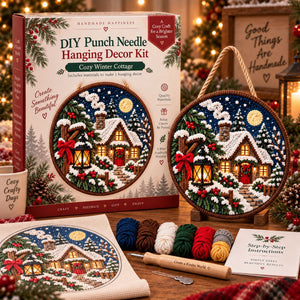DIY Punch Needle Kit, Christmas Wreath Hanging Ornament, Beginner Friendly Handmade Wall Decor Gift