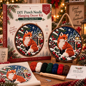 DIY Punch Needle Kit, Christmas Wreath Hanging Ornament, Beginner Friendly Handmade Wall Decor Gift