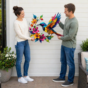 🐦 Hummingbird Bloom Metal Wall Art 🌸 Elegant Home Decor