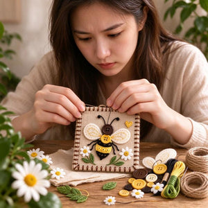 Assorted Designs Felt Button DIY Sewing Kit, Friendship Hand-Stitched Wall Hanging Ornament, Multiple Patterns Beginner Craft Gift