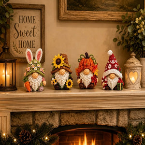 DIY 3D Beaded Gnome Kit, Hand‑Made Seasonal Gnome Doll Craft Supplies for Home Decoration