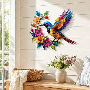 🐦 Hummingbird Bloom Metal Wall Art 🌸 Elegant Home Decor
