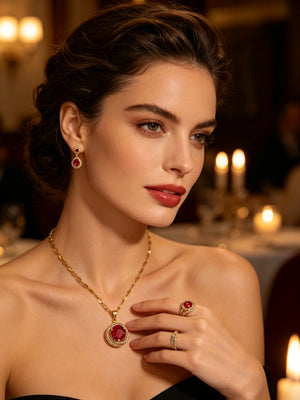 "Elevate Your Everyday: 3-Piece Gemstone Jewelry Set - Necklace, Earrings & Ring"