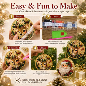 6Pcs/12Pcs Christmas DIY Diamond Painting Ornaments Kit for Holiday Home Decor