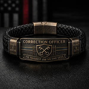 Police Officer Tribute Leather Bracelet – Honor • Duty • Sacrifice