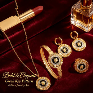 "Medusa Jewelry Collection - Greek Key 4-Piece Sets | Gold & Silver"