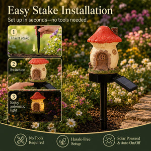 🍄✨Solar Fairy-Tale Mushroom Cottage Garden Light🌙