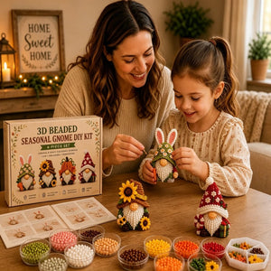 DIY 3D Beaded Gnome Kit, Hand‑Made Seasonal Gnome Doll Craft Supplies for Home Decoration